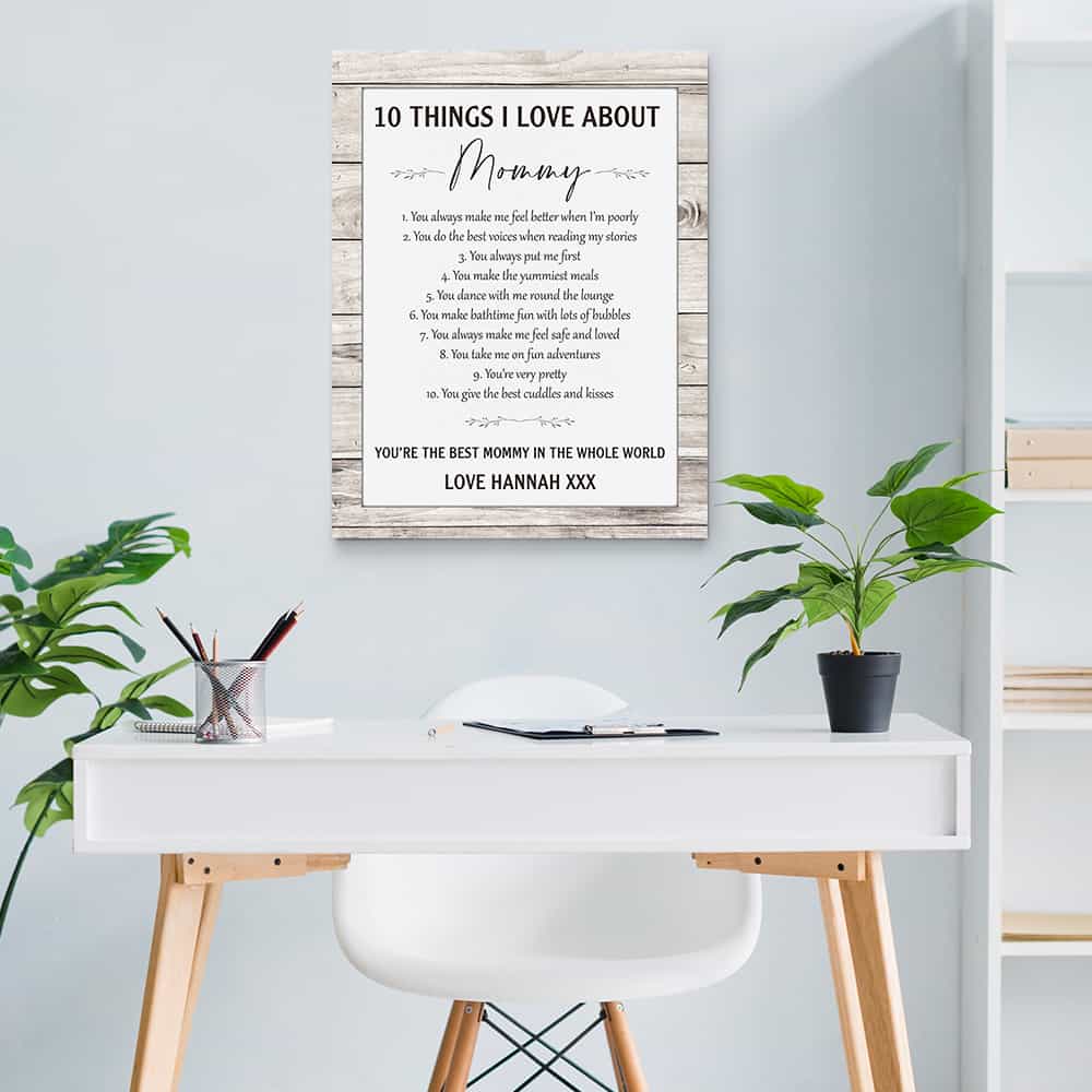 10 Things I Love About Mommy Custom Canvas Print