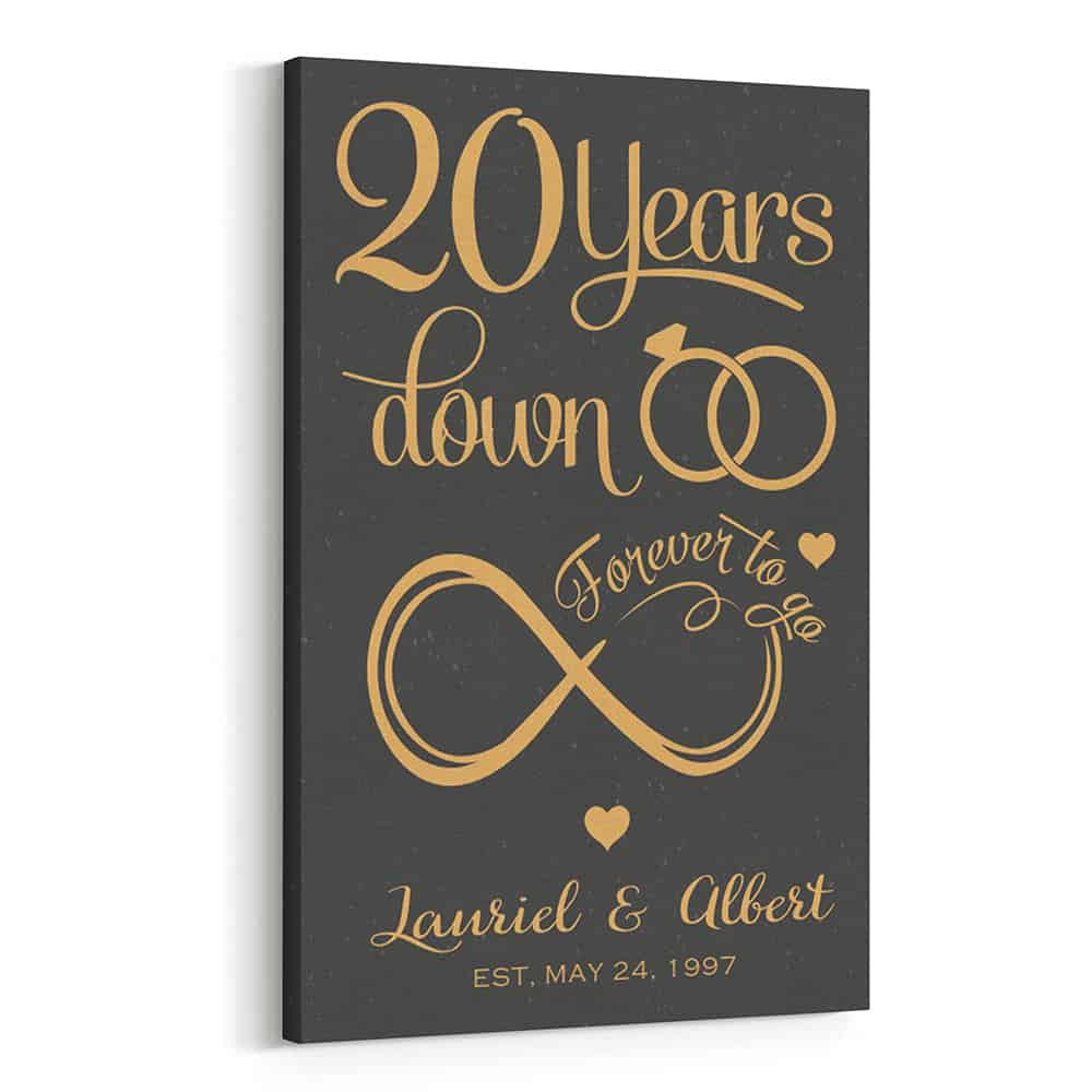 20 Years Down Forever To Go Custom Date and Name Canvas Print