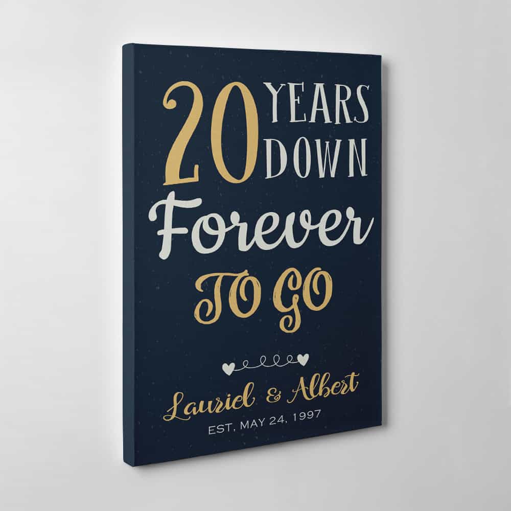 20 Years Down Forever To Go Custom Date and Name Canvas Print