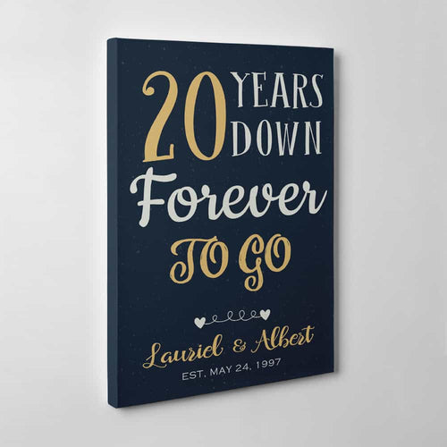 20 Years Down Forever To Go Custom Date and Name Canvas Print