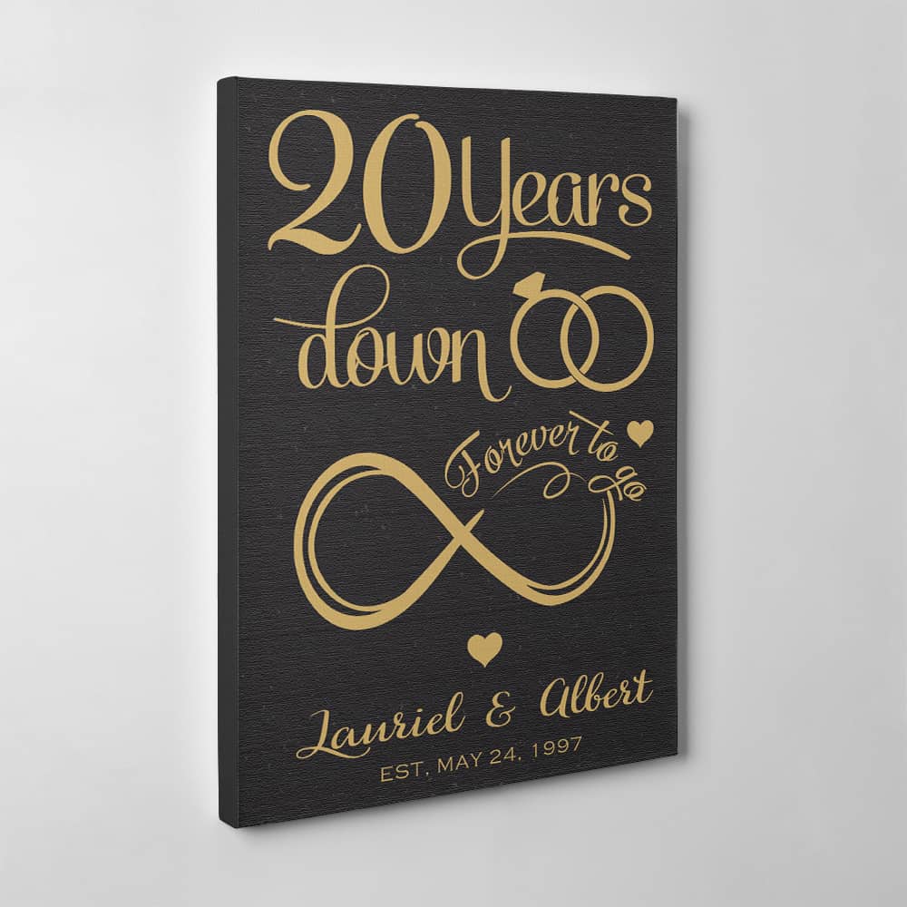 20 Years Down Forever To Go Custom Date and Name Canvas Print