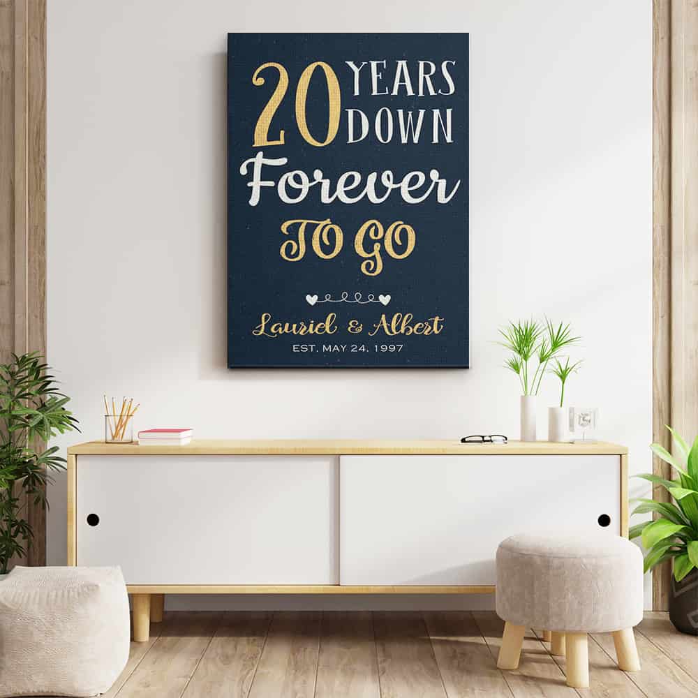 20 Years Down Forever To Go Custom Date and Name Canvas Print