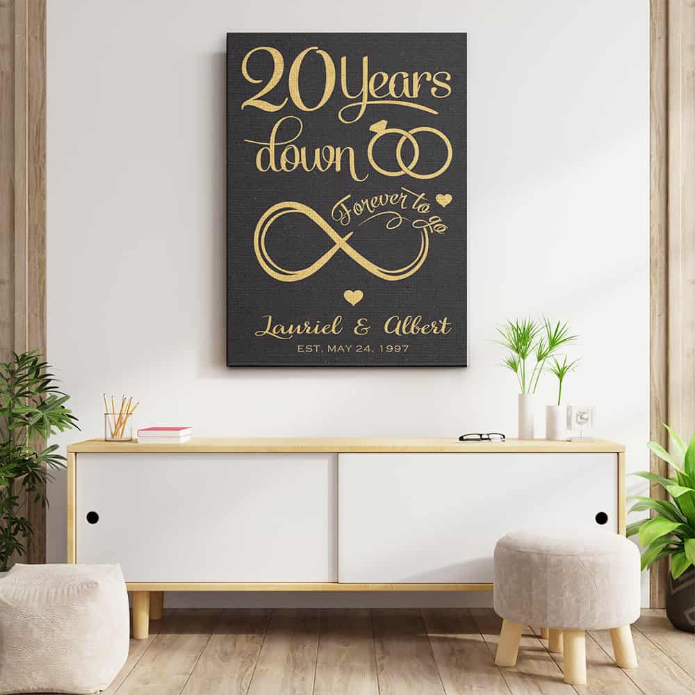 20 Years Down Forever To Go Custom Date and Name Canvas Print