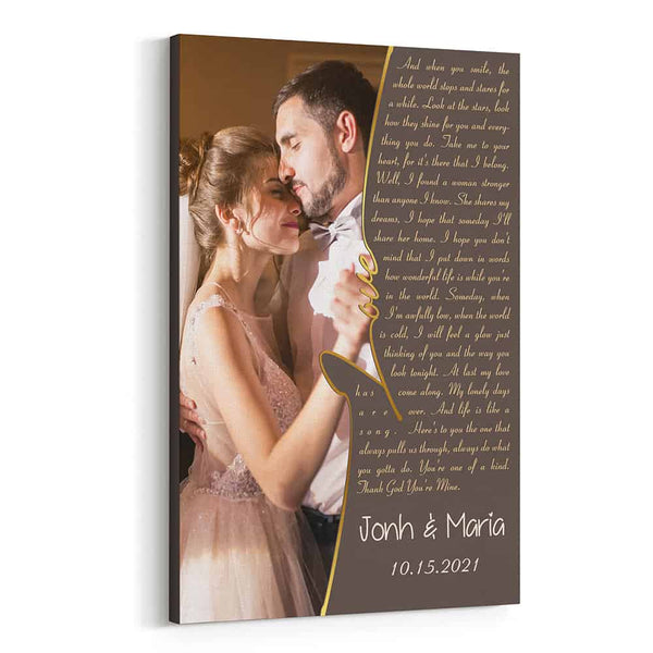 Personalized Photo And Song Lyrics Canvas Print