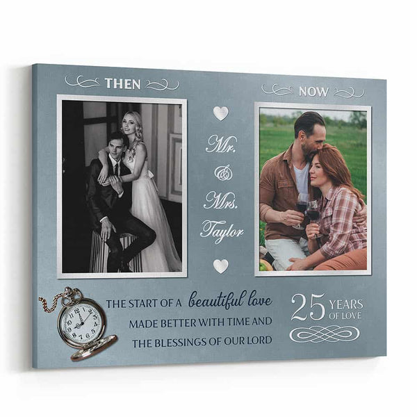 25th Anniversary – The Start of a Beautiful Love Custom Canvas Print