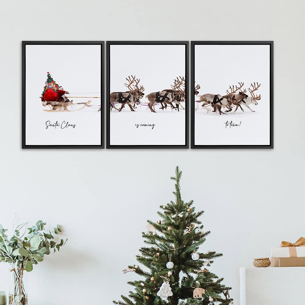 3 Pieces ‘Santa Claus Is Coming To Town!’ Canvas Print