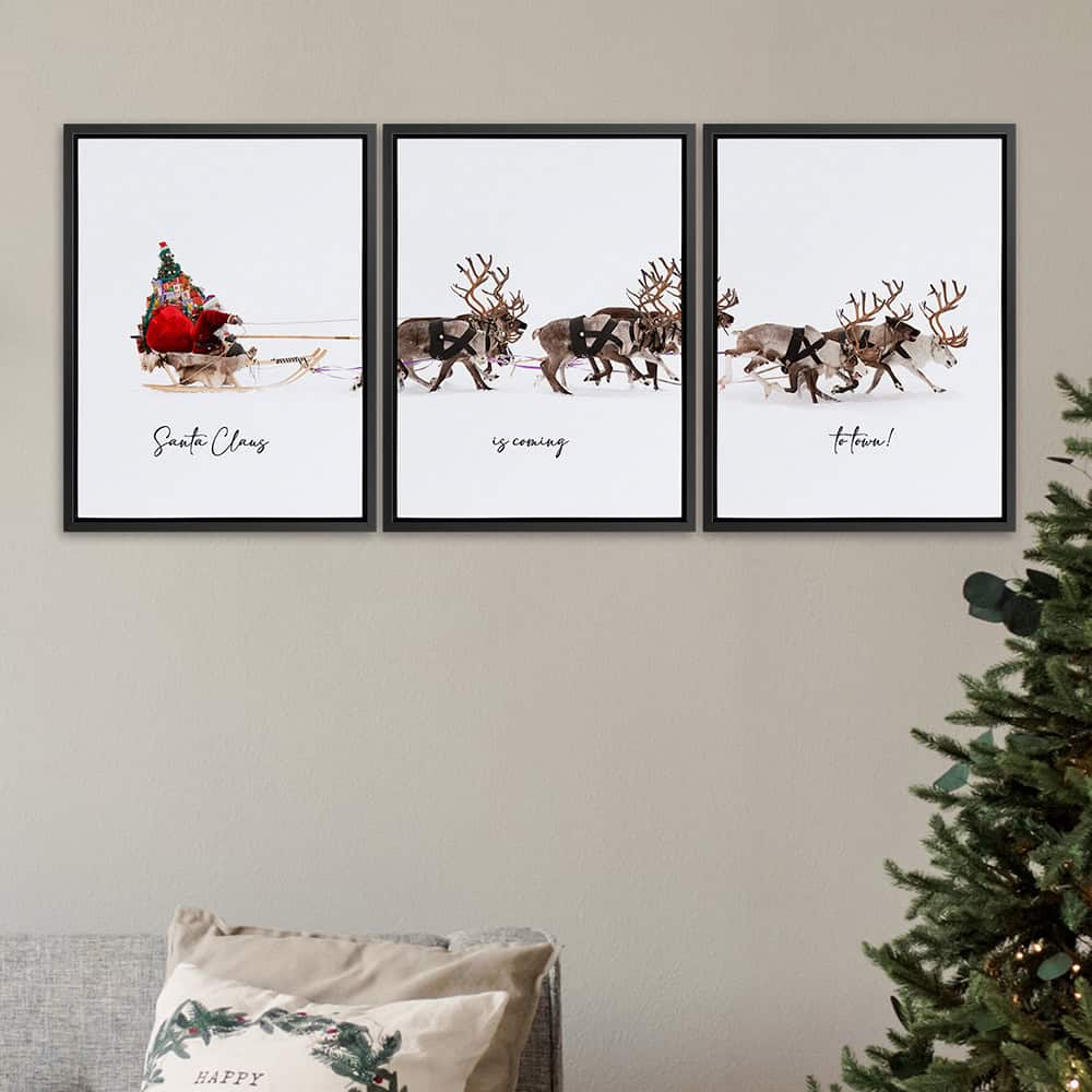 3 Pieces ‘Santa Claus Is Coming To Town!’ Canvas Print