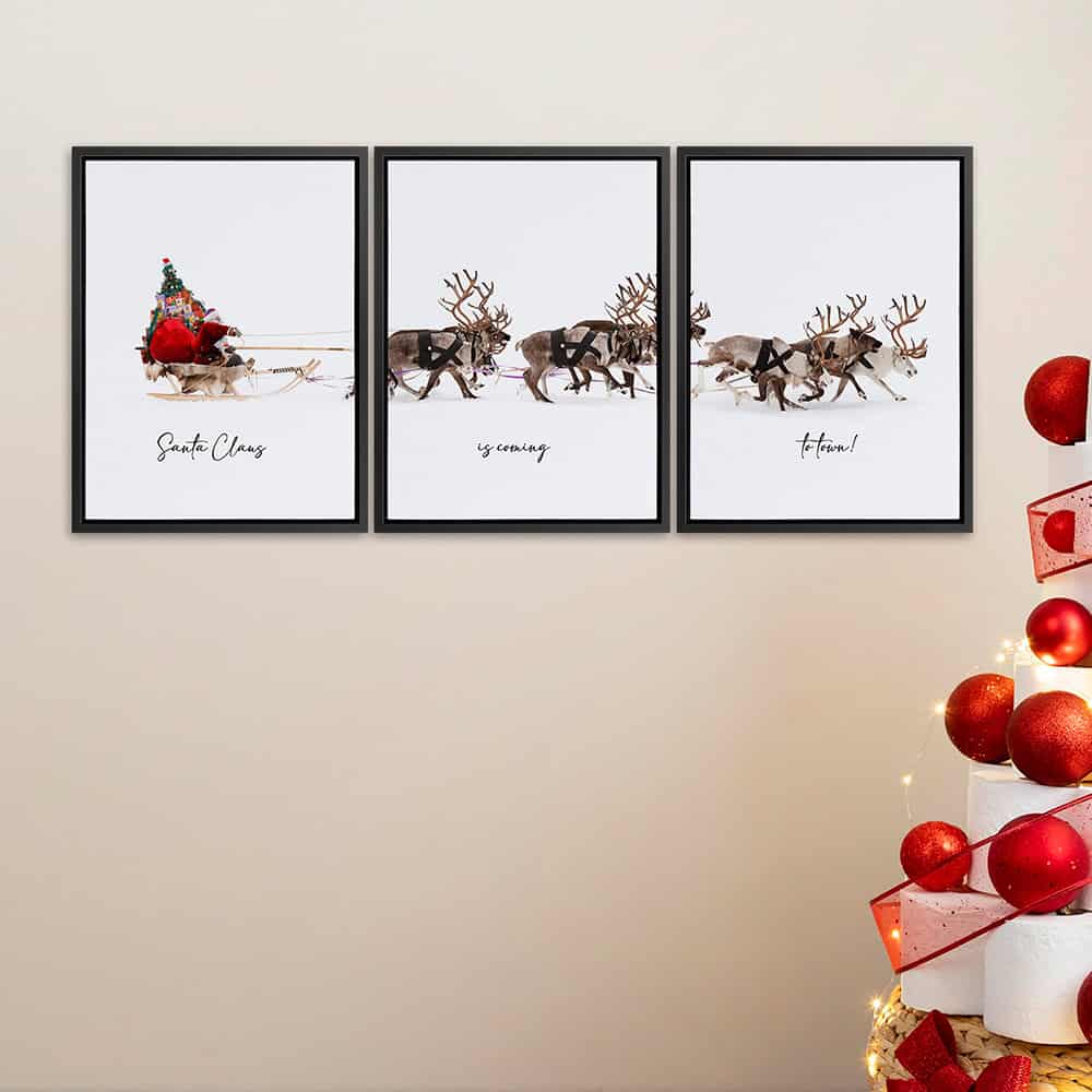 3 Pieces ‘Santa Claus Is Coming To Town!’ Canvas Print