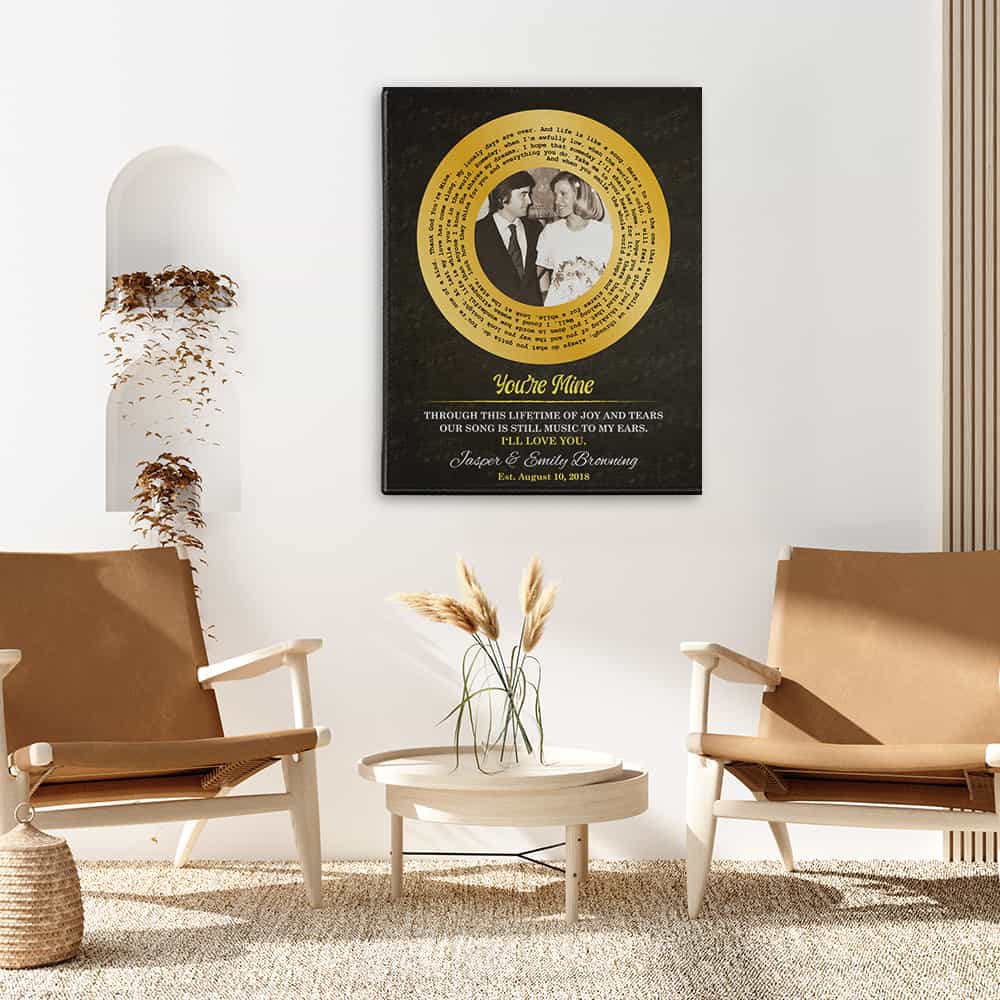 50th Wedding Anniversary Canvas Print With Song Lyrics and Photo