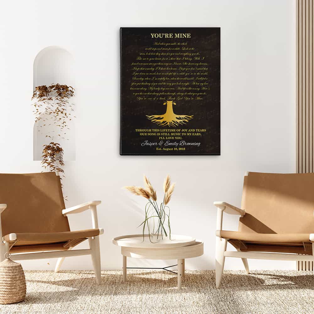 50th Wedding Anniversary Canvas Print With Song Lyrics and Photo