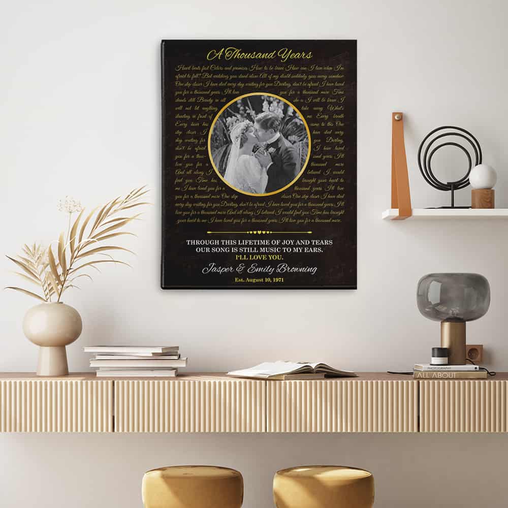 50th Wedding Anniversary Canvas Print With Song Lyrics and Photo