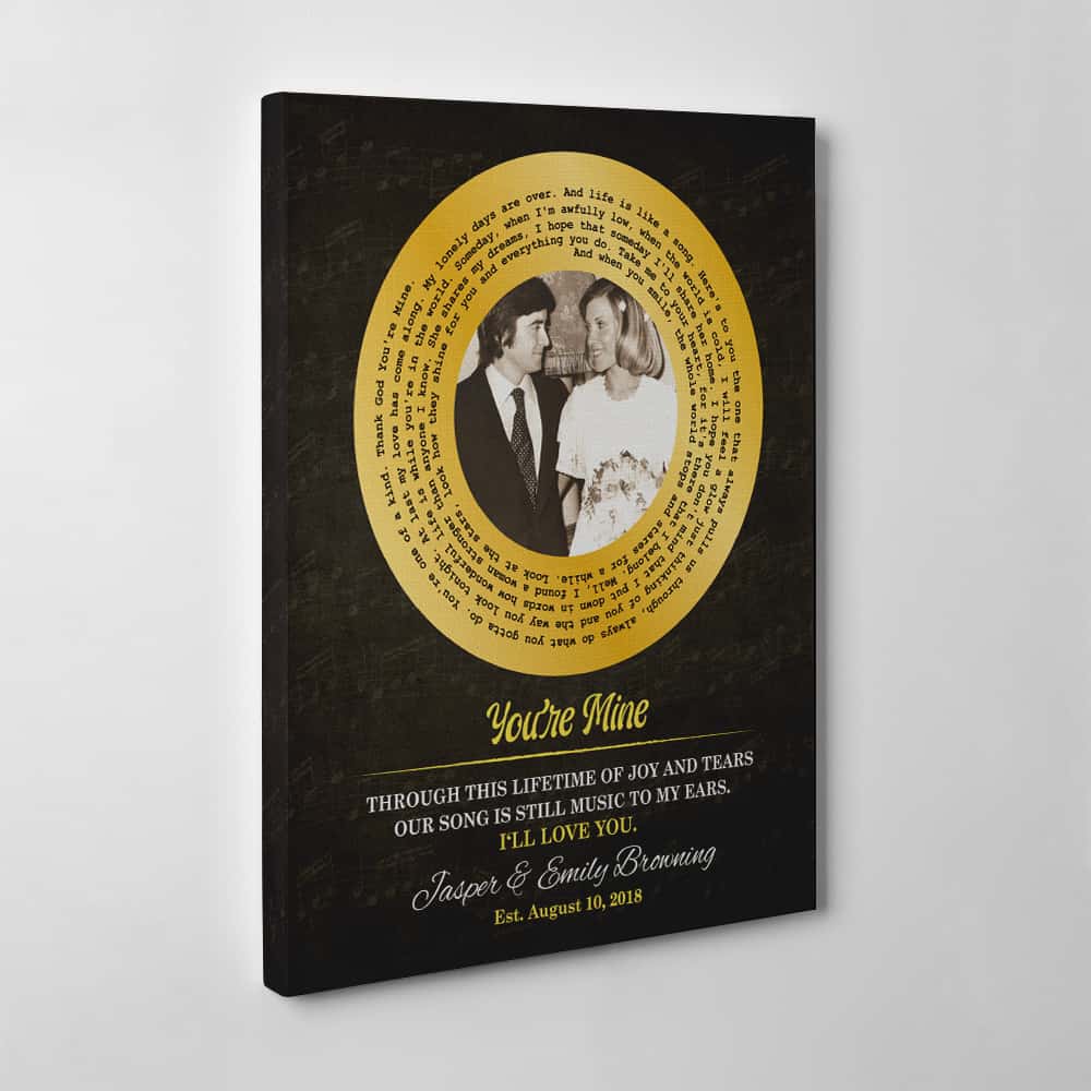 50th Wedding Anniversary Canvas Print With Song Lyrics and Photo