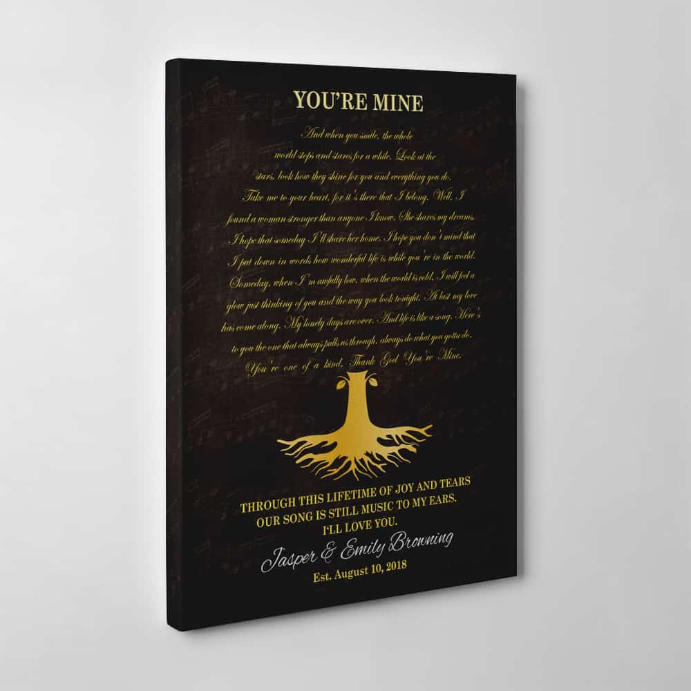 50th Wedding Anniversary Canvas Print With Song Lyrics and Photo