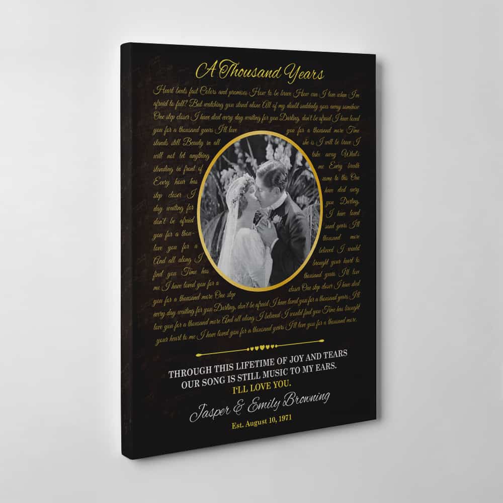 50th Wedding Anniversary Canvas Print With Song Lyrics and Photo
