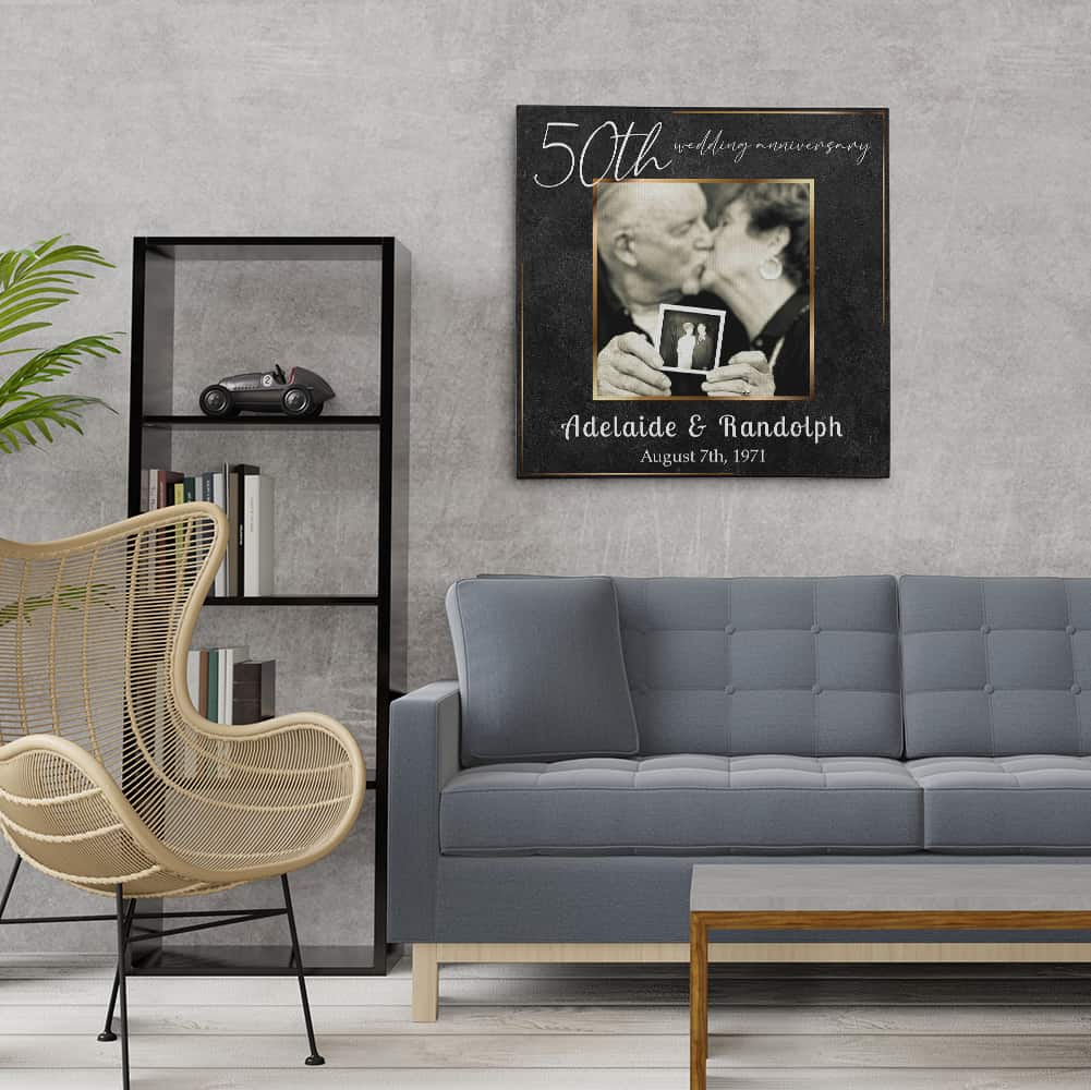 Then & Now 50th Anniversary Photo Canvas Print