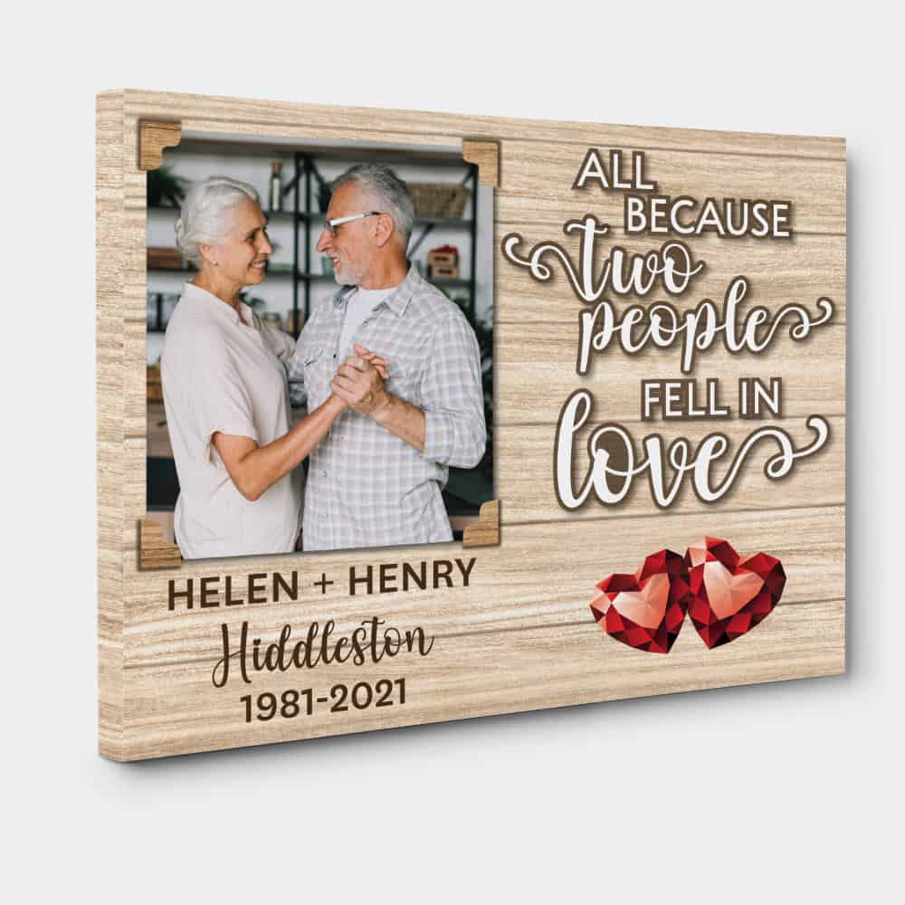 All Because Two People Fell In Love (40 Years) Custom Photo Canvas Print