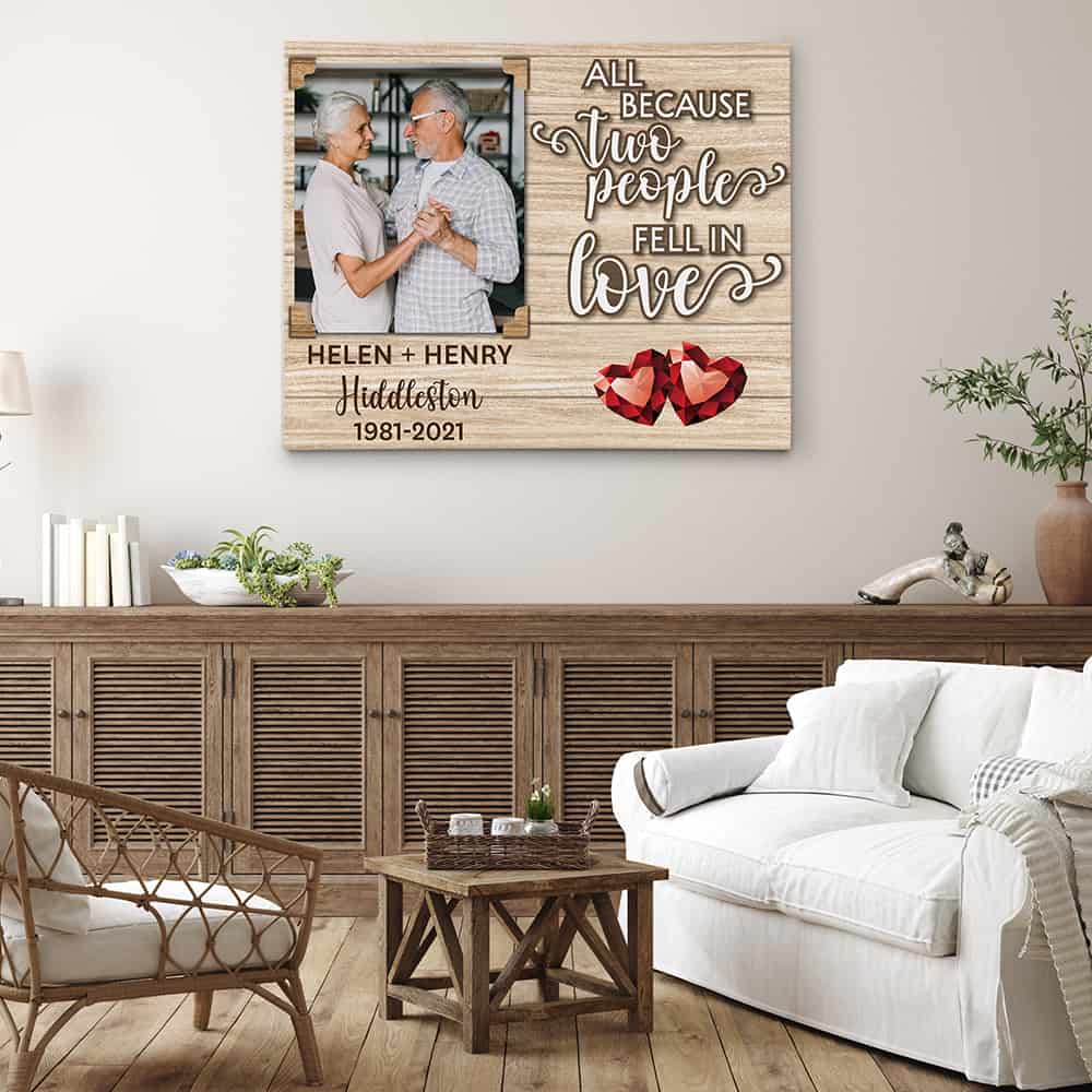 All Because Two People Fell In Love (40 Years) Custom Photo Canvas Print