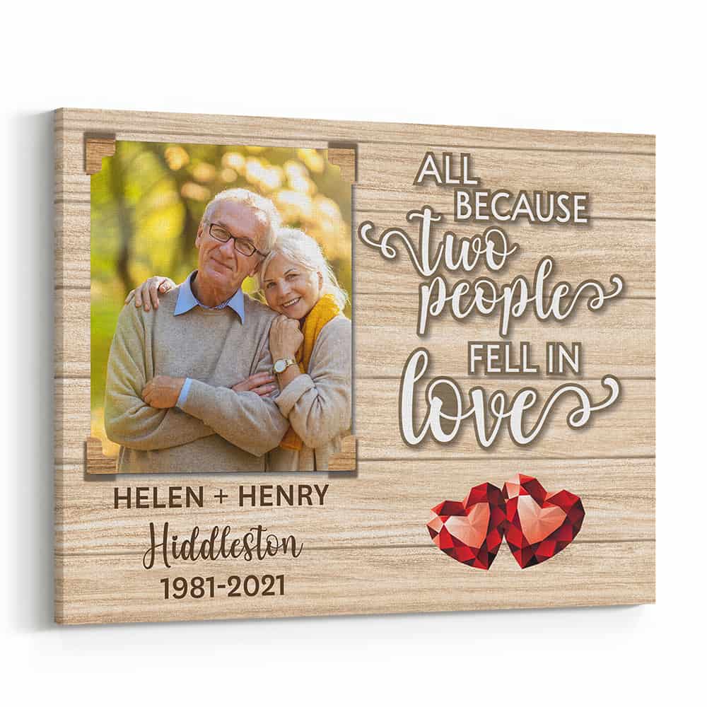 All Because Two People Fell In Love 40 Years Custom Photo Canvas Print