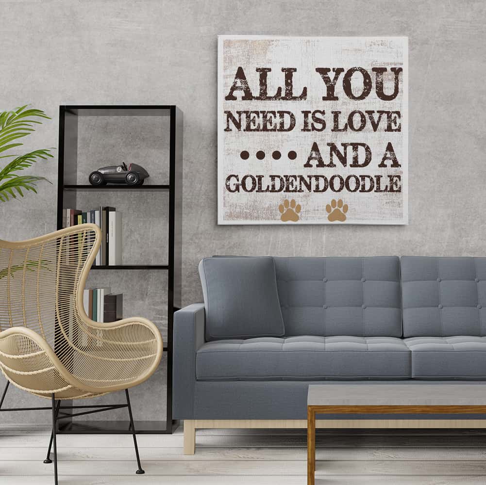 All You Need is Love and A Goldendoodle Custom Canvas Print - Room View