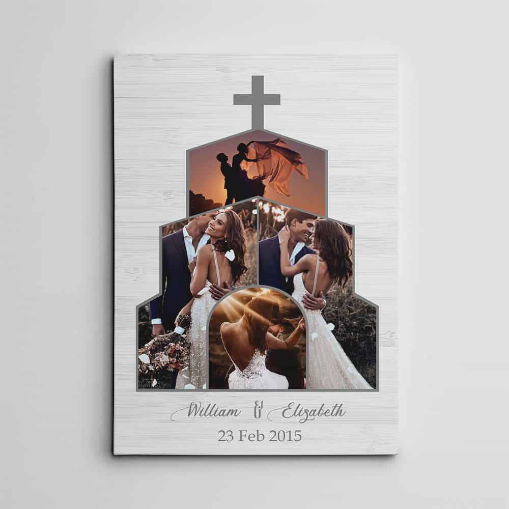 Christian Wedding Anniversary Custom Collage Photo Canvas