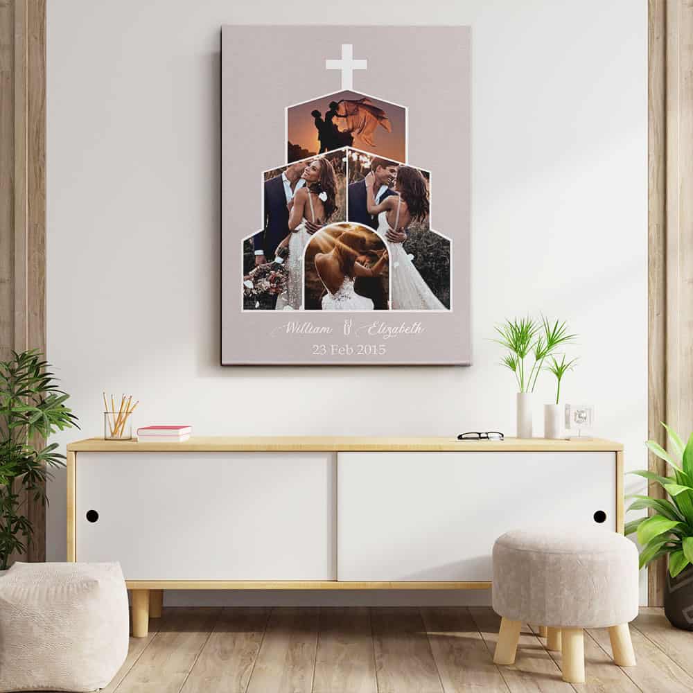 Christian Wedding Anniversary Custom Collage Photo Canvas