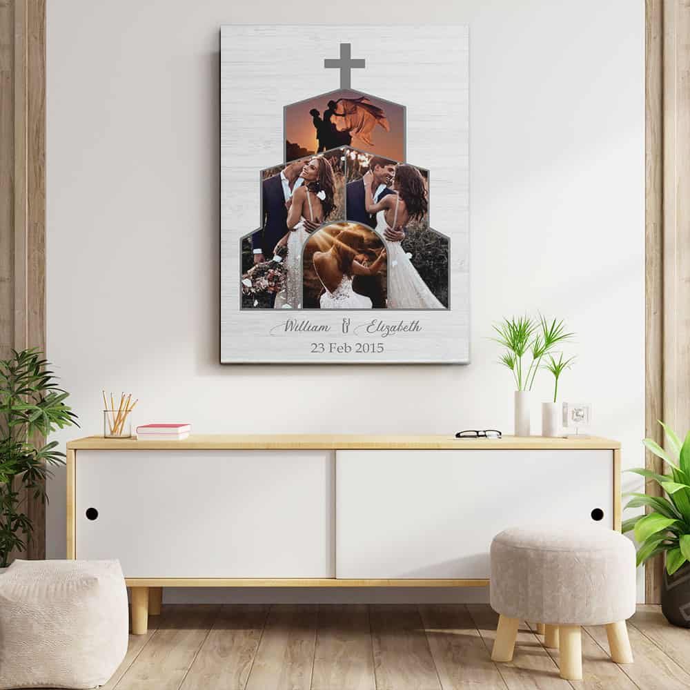 Christian Wedding Anniversary Custom Collage Photo Canvas