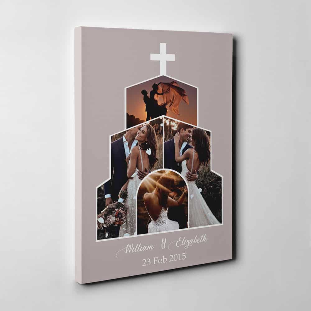 Christian Wedding Anniversary Custom Collage Photo Canvas