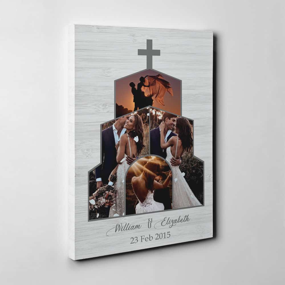 Christian Wedding Anniversary Custom Collage Photo Canvas
