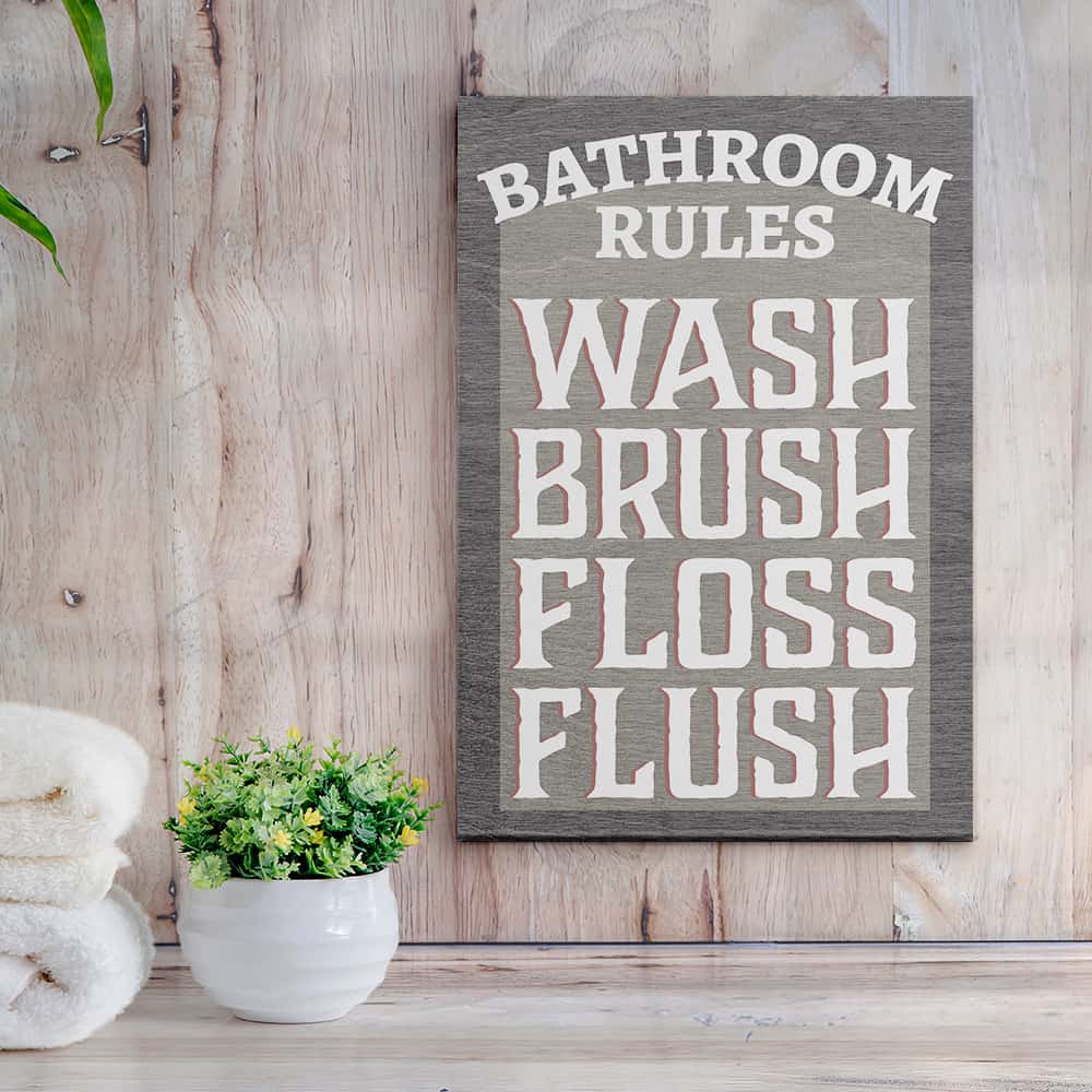 Bathroom Rules Wash Brush Floss Flush Canvas Print