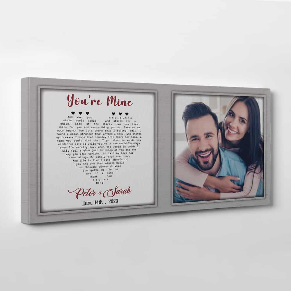 Custom Song Lyrics And Photo Window Frame Style Canvas Print - Side View