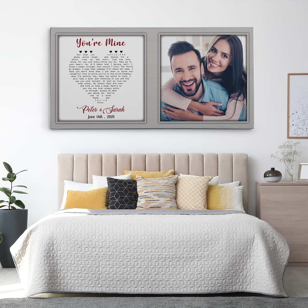 Custom Song Lyrics And Photo Window Frame Style Canvas Print - Room View