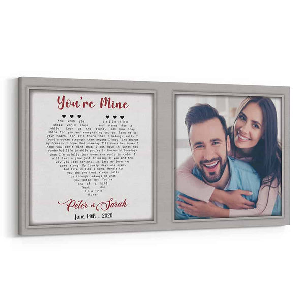 Custom Song Lyrics And Photo Window Frame Style Canvas Print