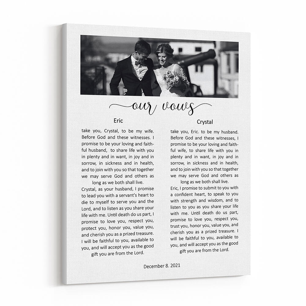 custom wedding vows on canvas