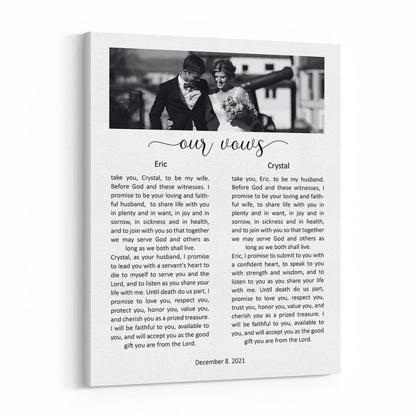Custom Wedding Vows On Canvas