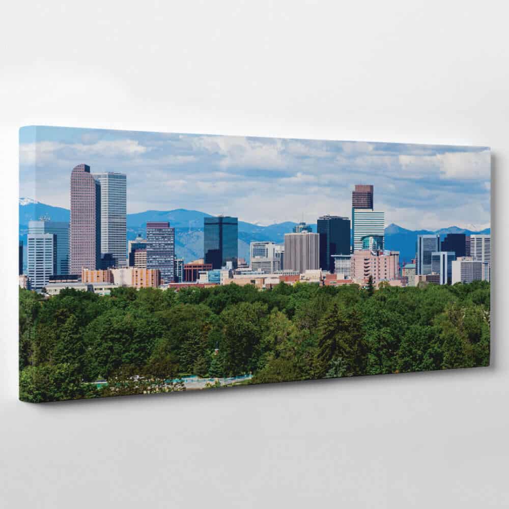 Denver, Colorado Skyline Canvas Wall Art - park in the morning