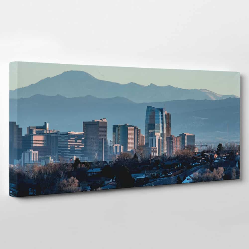 Denver, Colorado Skyline Canvas Wall Art - mountain at dawn