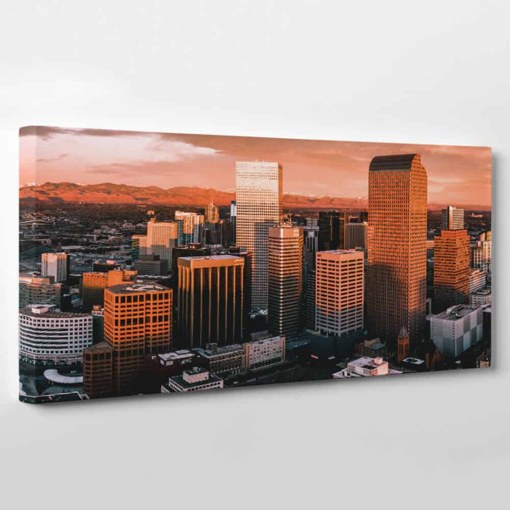 Denver, Colorado Skyline Canvas Wall Art - skyscrapers at twilight