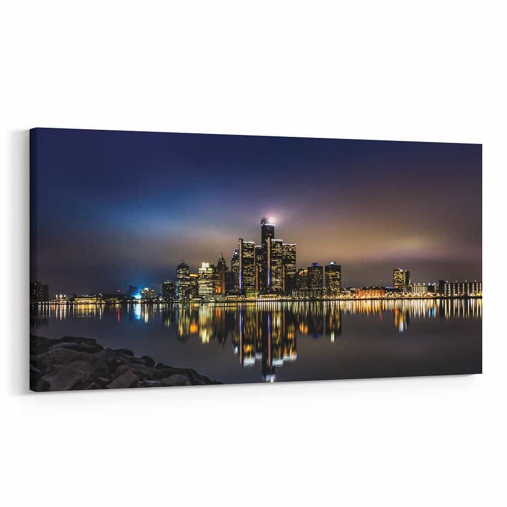 Detroit, Michigan Skyline Canvas Wall Art ‚Äì Collection C 9
