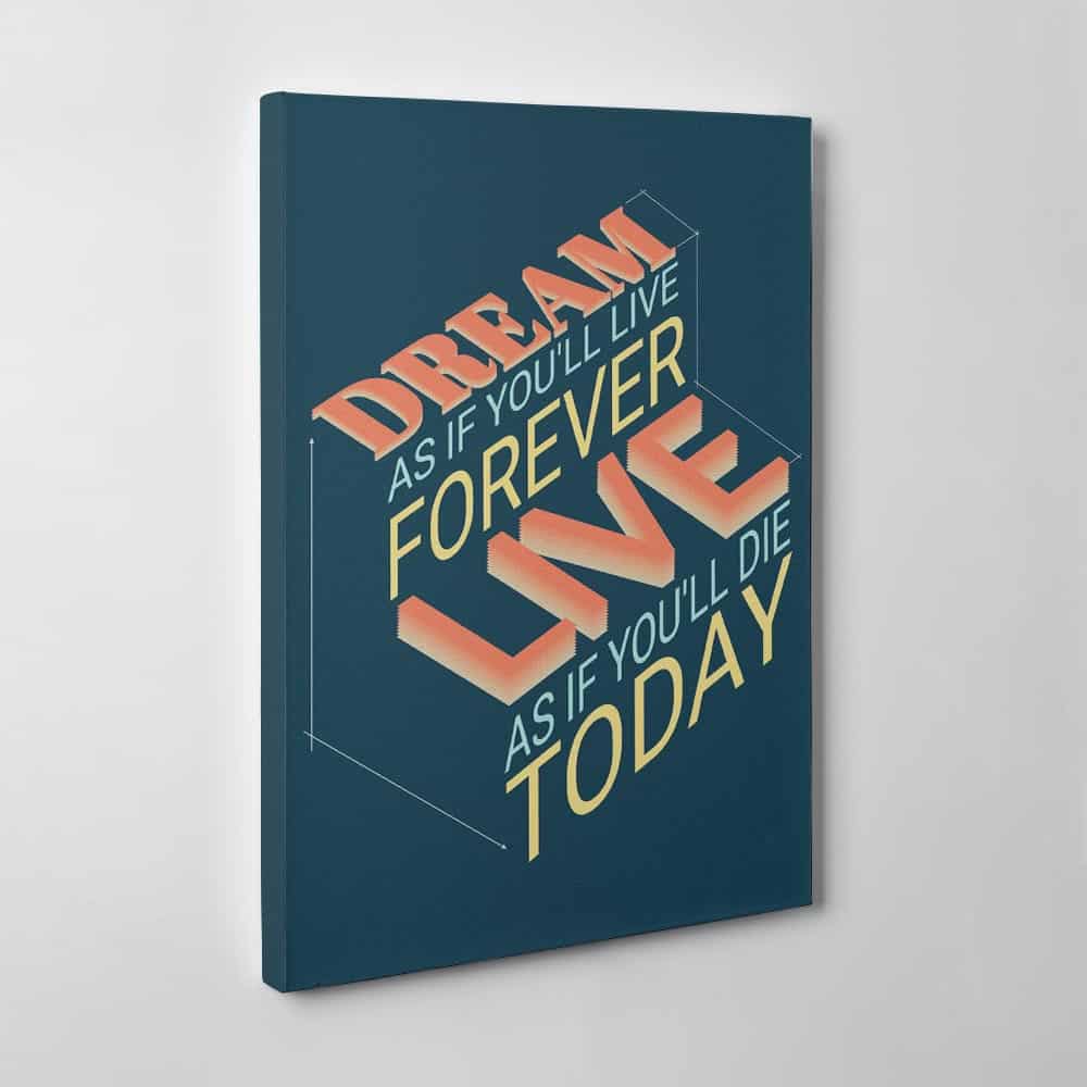 Dream As If You Will Live Forever Live As If You Will Die Today Canvas Print