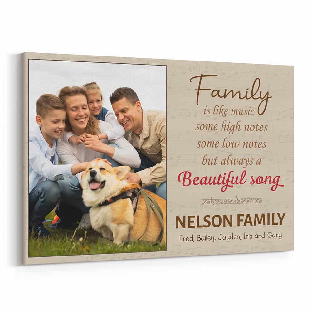 Family Is Like Music Custom Photo Canvas Print