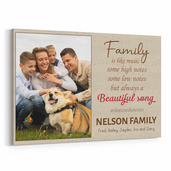 Family Is Like Music Custom Photo Canvas Print