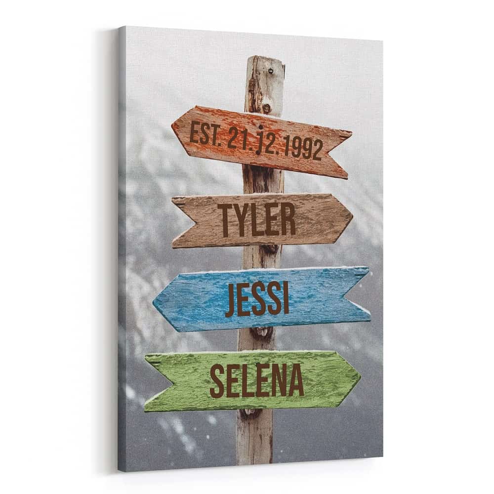 Personalized Mountain Family Street Sign Canvas Print