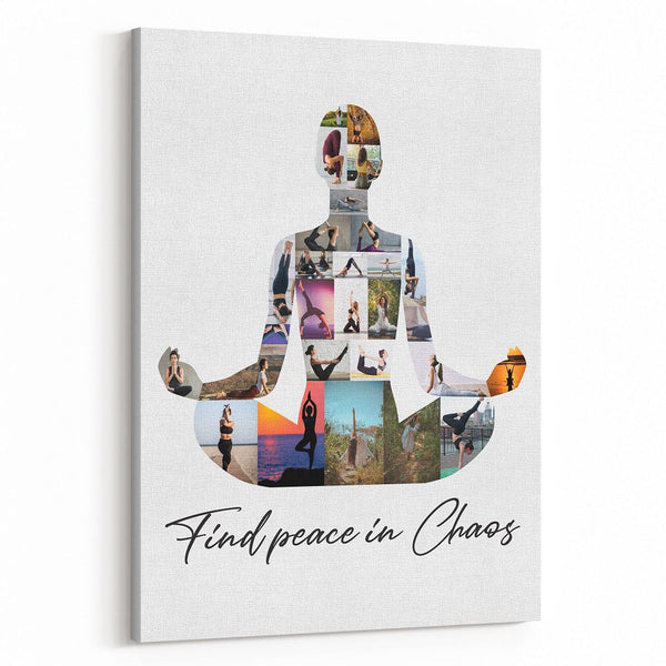 Find Peace In Chaos – Yoga Photo Collage Canvas Print
