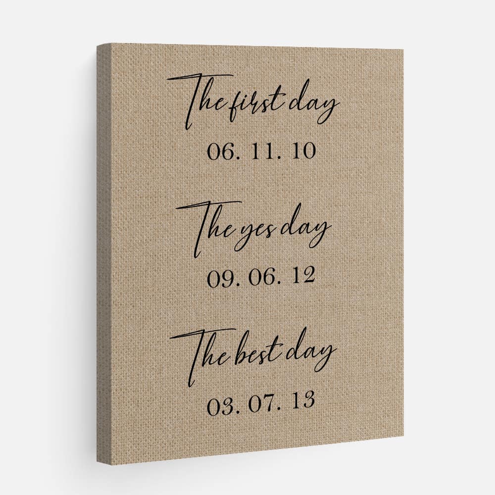 8 Year Anniversary - The First Day The Yes Day The Best Day Custom Canvas Print