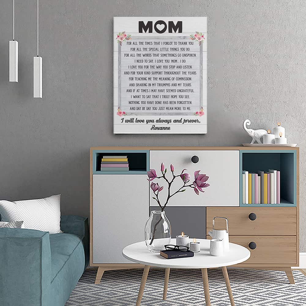 custom canvas print gift for mom's birthday