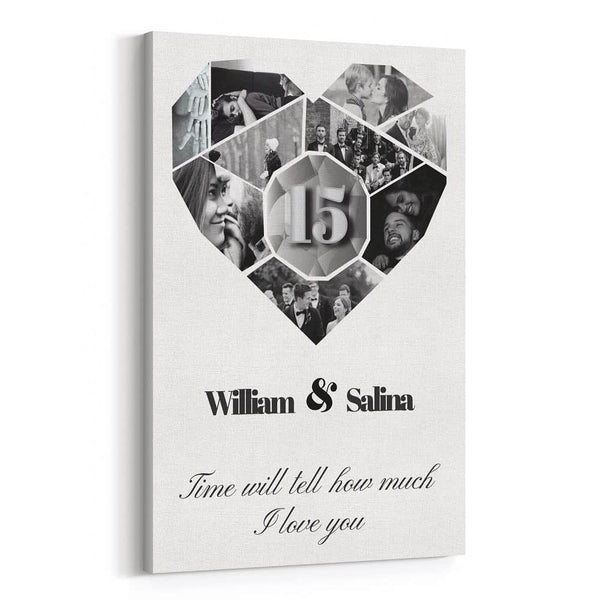 Geometric Heart Photo Collage 15 Years Canvas Print
