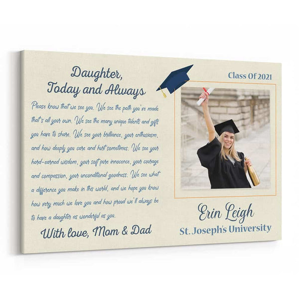 Graduation Letter To Daughter Photo Canvas Print