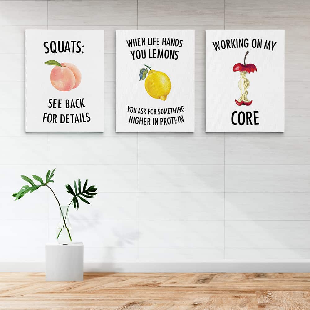 Funny Gym Quotes Canvas Prints - Set of 3 prints