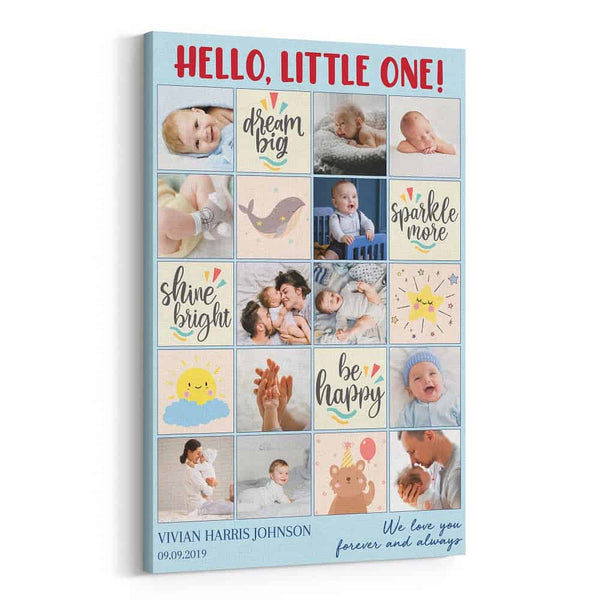Hello Little One Custom Photo Collage Canvas Print