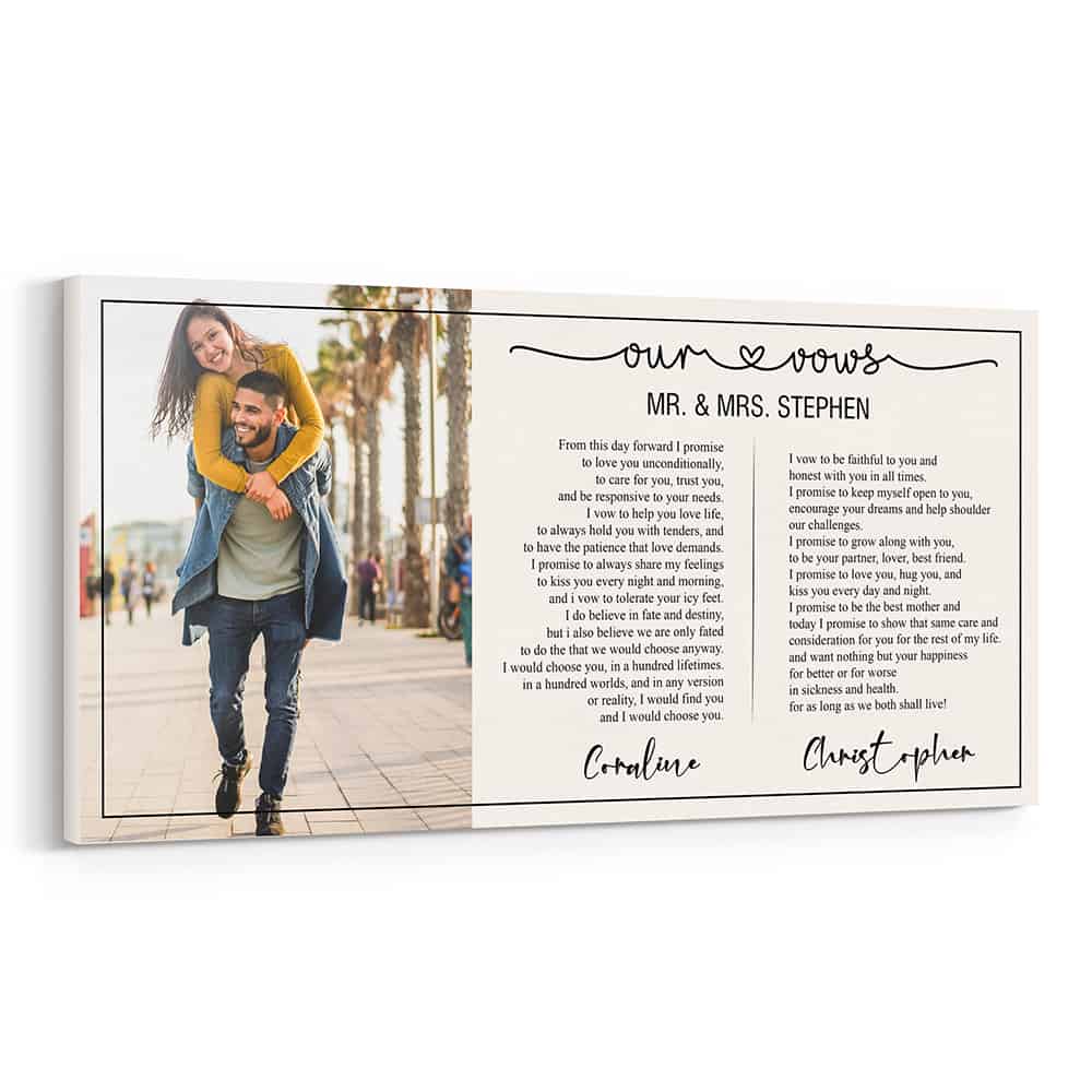 Personalized Our Wedding Vows Photo Canvas Print
